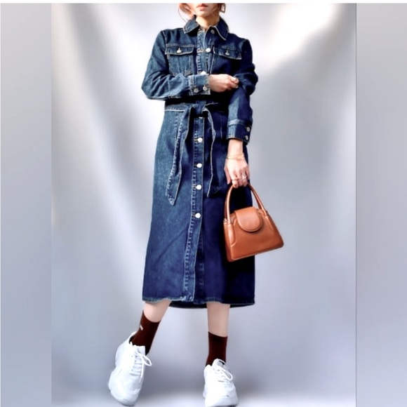 Zara Classic Denim Shirt belted Dress -  Sz Medium - NWT - Picture 11 of 17